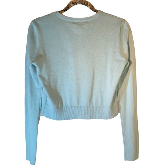 Chaps Light Green Crop Long Sleeve Cardigan-XS - Picture 3 of 7